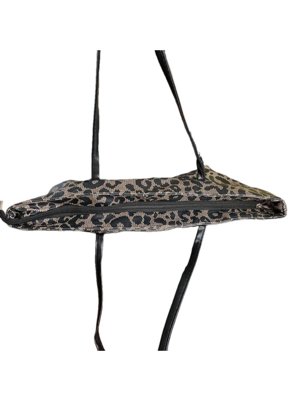 Unbranded Leopard Print Tote Bag Black Beige - Picture 3 of 3